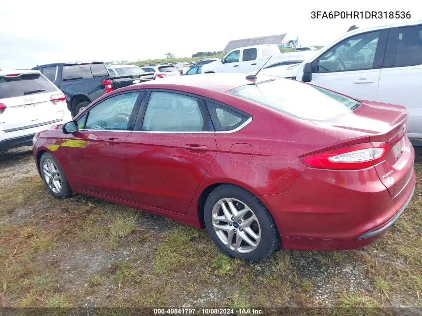 2013 Ford Fusion Se VIN: 3FA6P0HR1DR318536 Lot: 40541797