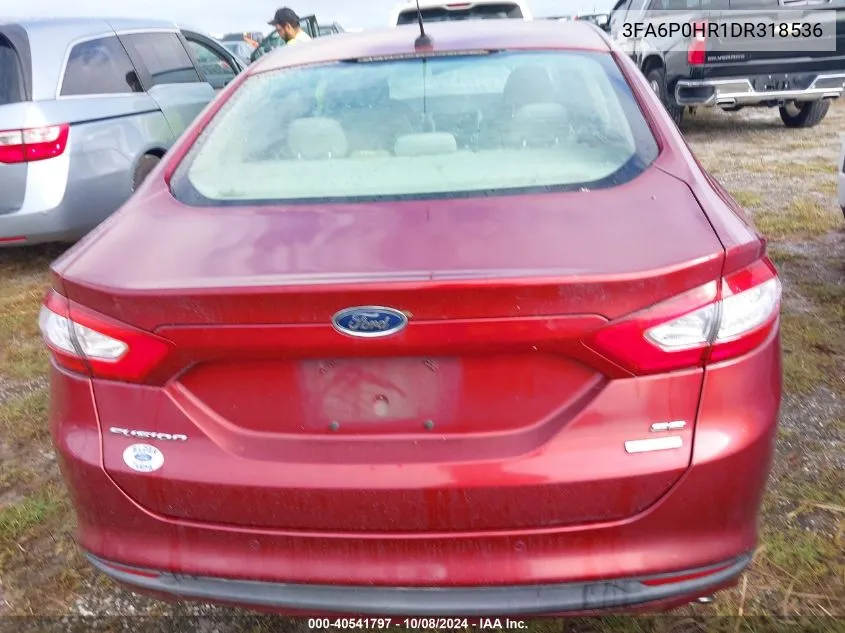 2013 Ford Fusion Se VIN: 3FA6P0HR1DR318536 Lot: 40541797