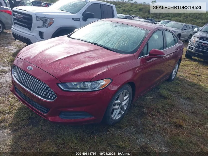 2013 Ford Fusion Se VIN: 3FA6P0HR1DR318536 Lot: 40541797