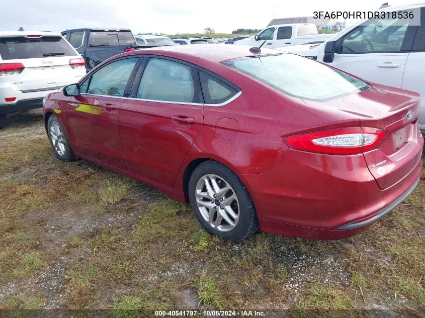 2013 Ford Fusion Se VIN: 3FA6P0HR1DR318536 Lot: 40541797