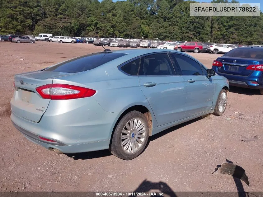 2013 Ford Fusion Se Hybrid VIN: 3FA6P0LU8DR178822 Lot: 40573904