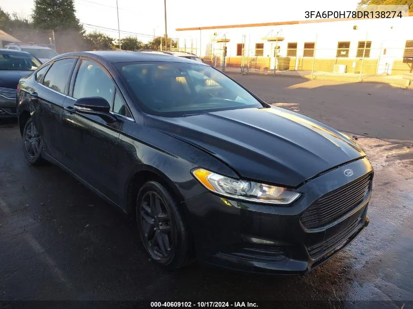 2013 Ford Fusion Se VIN: 3FA6P0H78DR138274 Lot: 40609102