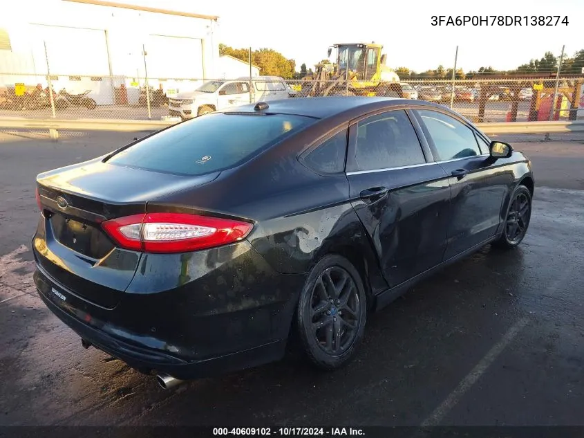 2013 Ford Fusion Se VIN: 3FA6P0H78DR138274 Lot: 40609102