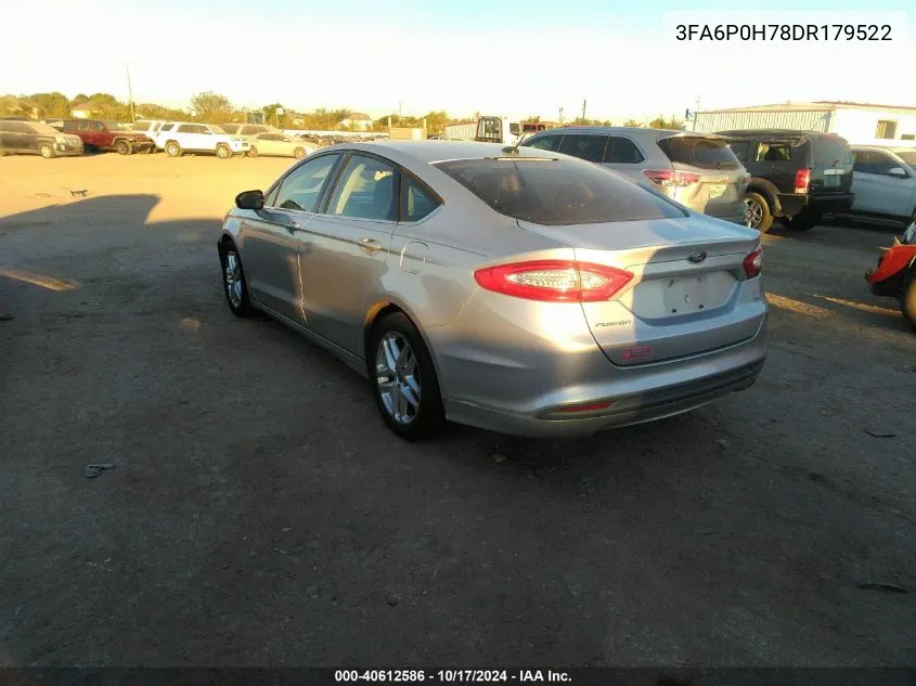 2013 Ford Fusion Se VIN: 3FA6P0H78DR179522 Lot: 40612586