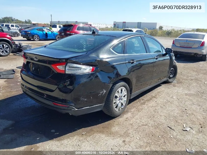 2013 Ford Fusion S VIN: 3FA6P0G70DR328913 Lot: 40690316