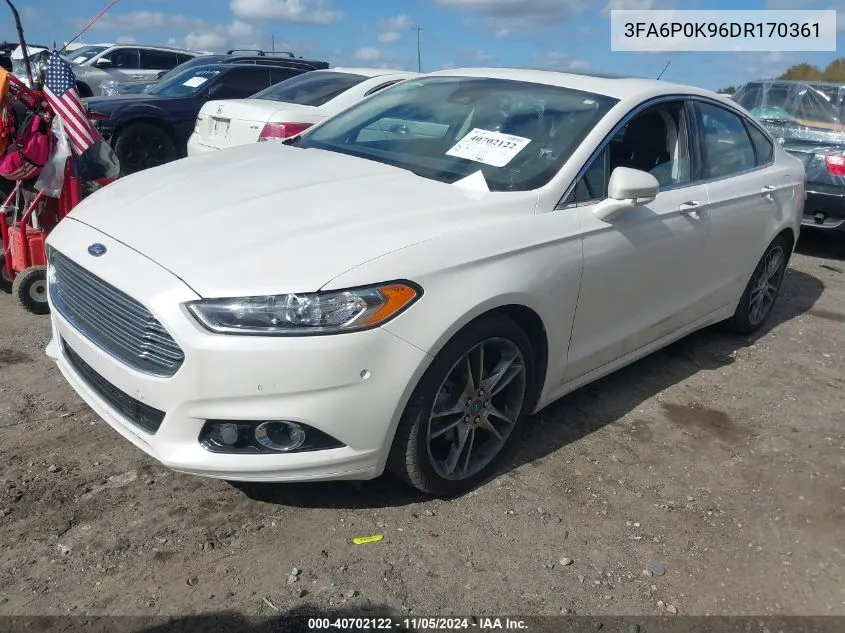 2013 Ford Fusion Titanium VIN: 3FA6P0K96DR170361 Lot: 40702122