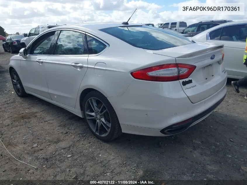 2013 Ford Fusion Titanium VIN: 3FA6P0K96DR170361 Lot: 40702122