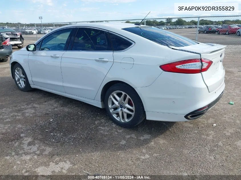 2013 Ford Fusion Titanium VIN: 3FA6P0K92DR355829 Lot: 40769134