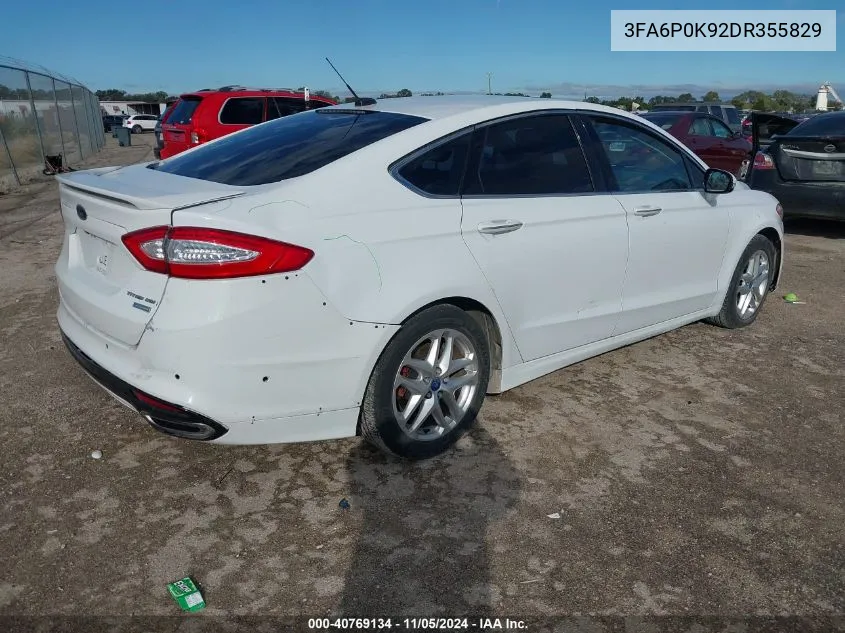 2013 Ford Fusion Titanium VIN: 3FA6P0K92DR355829 Lot: 40769134