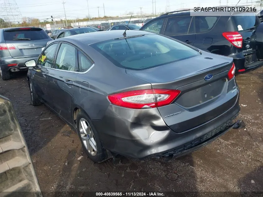 2013 Ford Fusion Se VIN: 3FA6P0HR1DR109216 Lot: 40839565