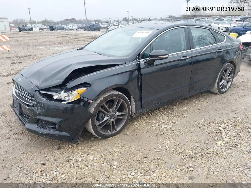 2013 Ford Fusion Titanium VIN: 3FA6P0K91DR319758 Lot: 40844595