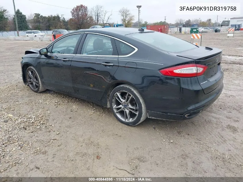 2013 Ford Fusion Titanium VIN: 3FA6P0K91DR319758 Lot: 40844595