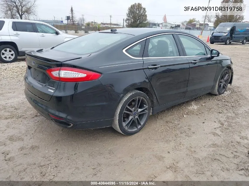 2013 Ford Fusion Titanium VIN: 3FA6P0K91DR319758 Lot: 40844595