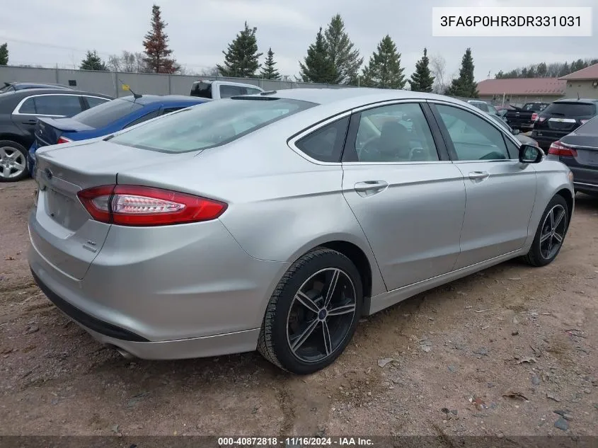 2013 Ford Fusion Se VIN: 3FA6P0HR3DR331031 Lot: 40872818