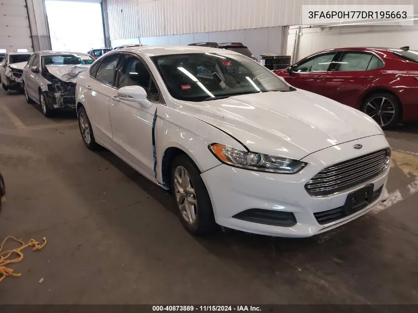 2013 Ford Fusion Se VIN: 3FA6P0H77DR195663 Lot: 40873889