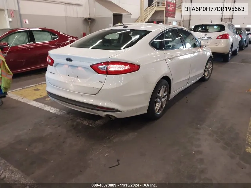 2013 Ford Fusion Se VIN: 3FA6P0H77DR195663 Lot: 40873889