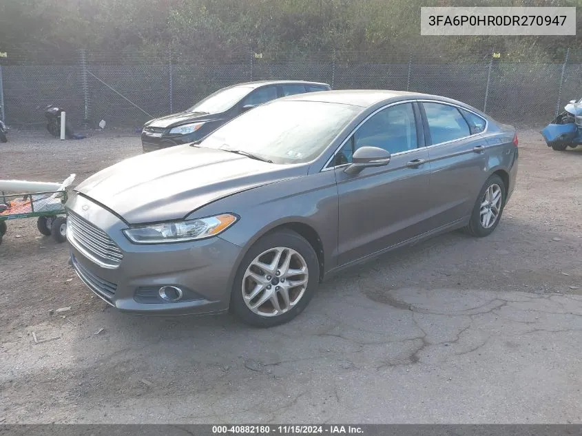 2013 Ford Fusion Se VIN: 3FA6P0HR0DR270947 Lot: 40882180