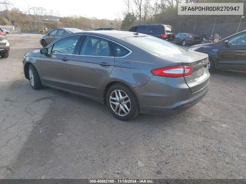 2013 Ford Fusion Se VIN: 3FA6P0HR0DR270947 Lot: 40882180