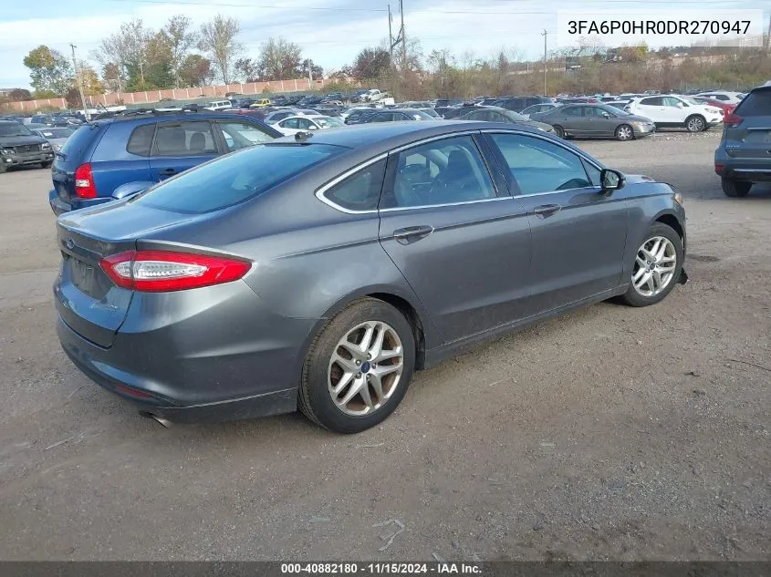 2013 Ford Fusion Se VIN: 3FA6P0HR0DR270947 Lot: 40882180