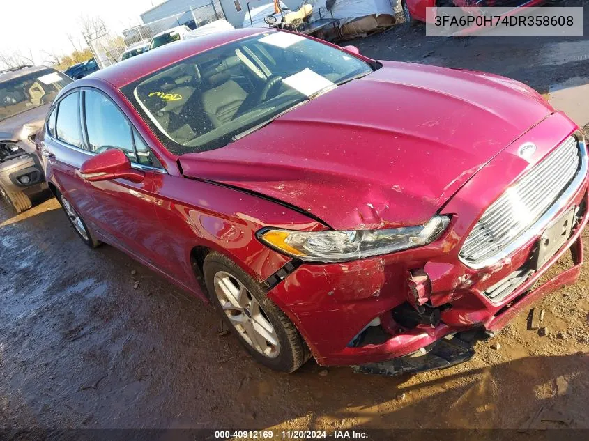 2013 Ford Fusion Se VIN: 3FA6P0H74DR358608 Lot: 40912169