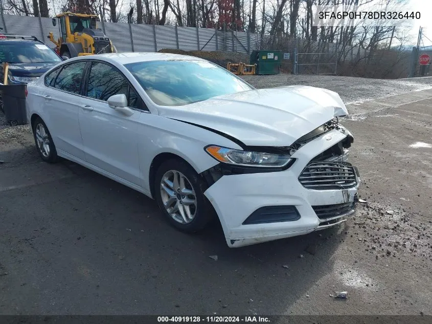 2013 Ford Fusion Se VIN: 3FA6P0H78DR326440 Lot: 40919128