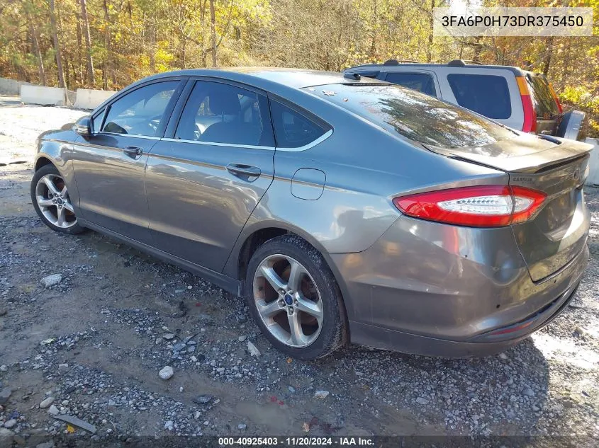 2013 Ford Fusion Se VIN: 3FA6P0H73DR375450 Lot: 40925403