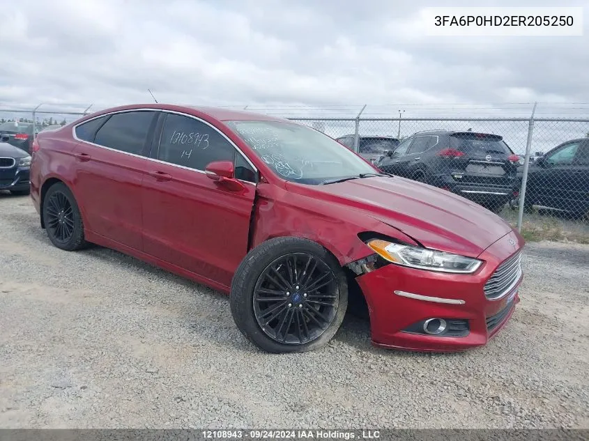 2014 Ford Fusion Se VIN: 3FA6P0HD2ER205250 Lot: 12108943