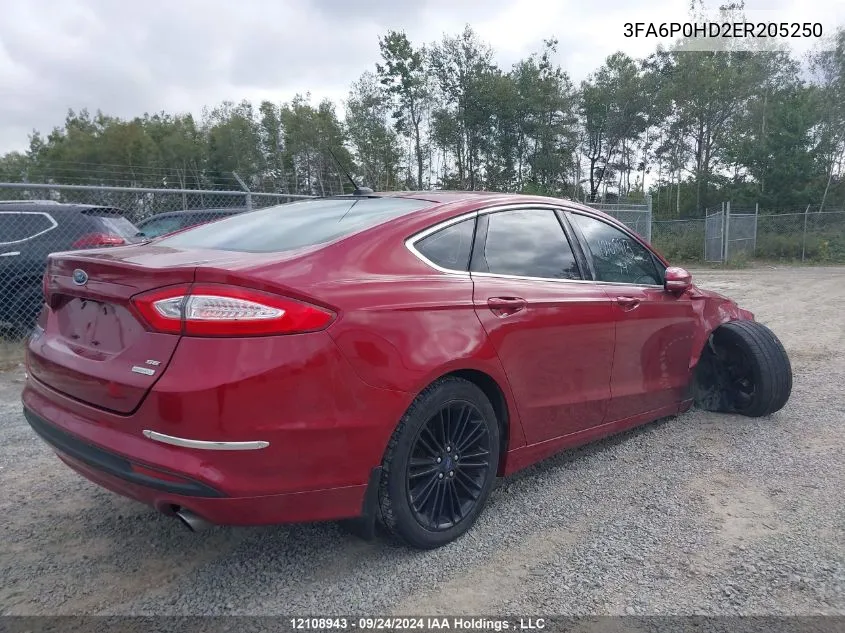 2014 Ford Fusion Se VIN: 3FA6P0HD2ER205250 Lot: 12108943