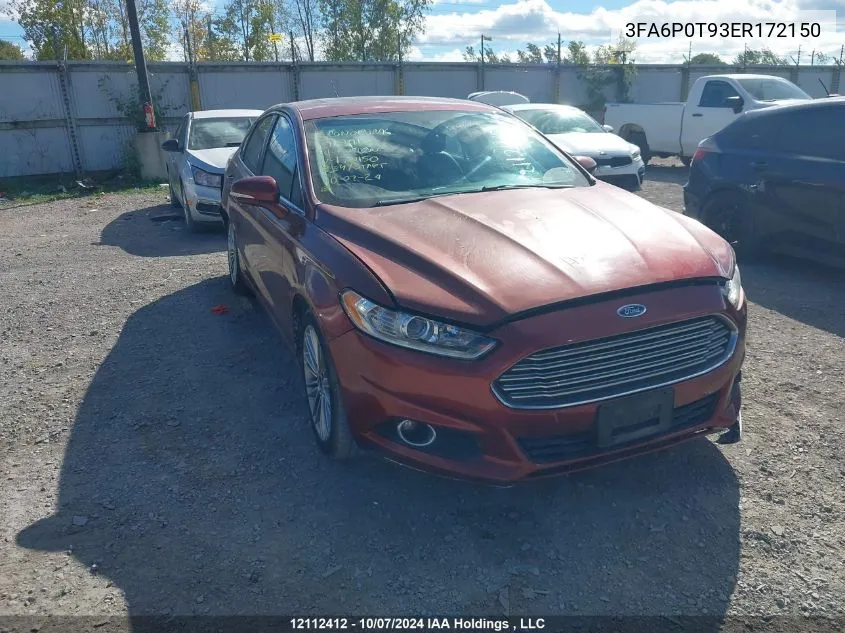 2014 Ford Fusion Se VIN: 3FA6P0T93ER172150 Lot: 12112412