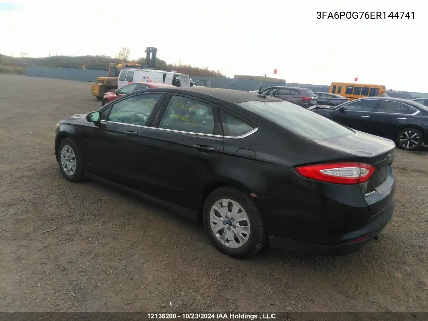 2014 Ford Fusion S VIN: 3FA6P0G76ER144741 Lot: 12136200