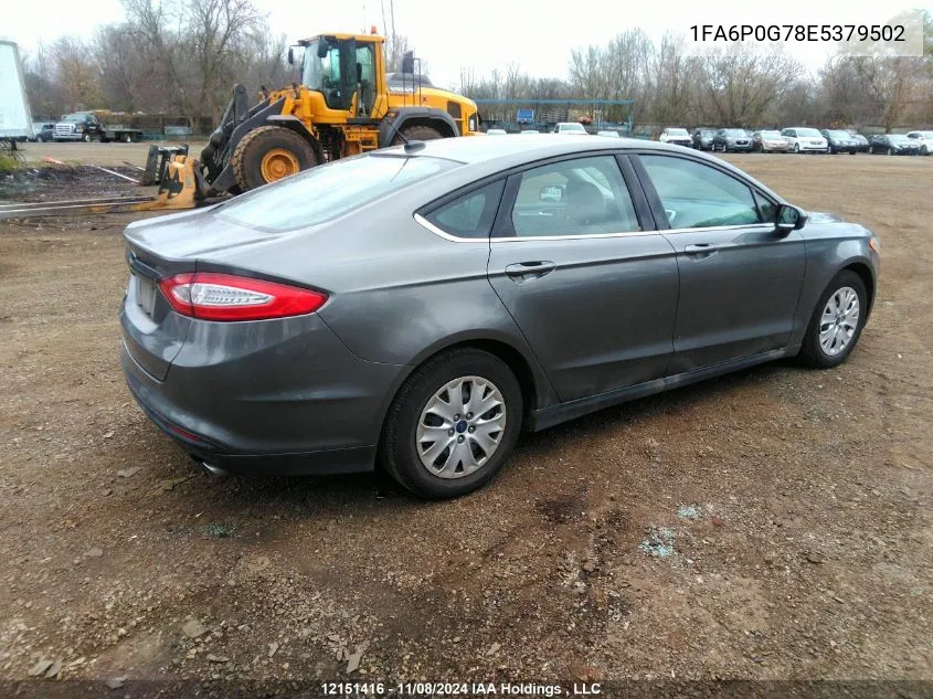 2014 Ford Fusion S VIN: 1FA6P0G78E5379502 Lot: 12151416