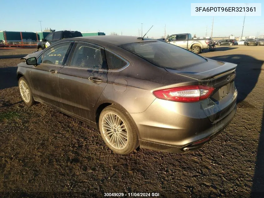 2014 Ford Fusion Se VIN: 3FA6P0T96ER321361 Lot: 30049029