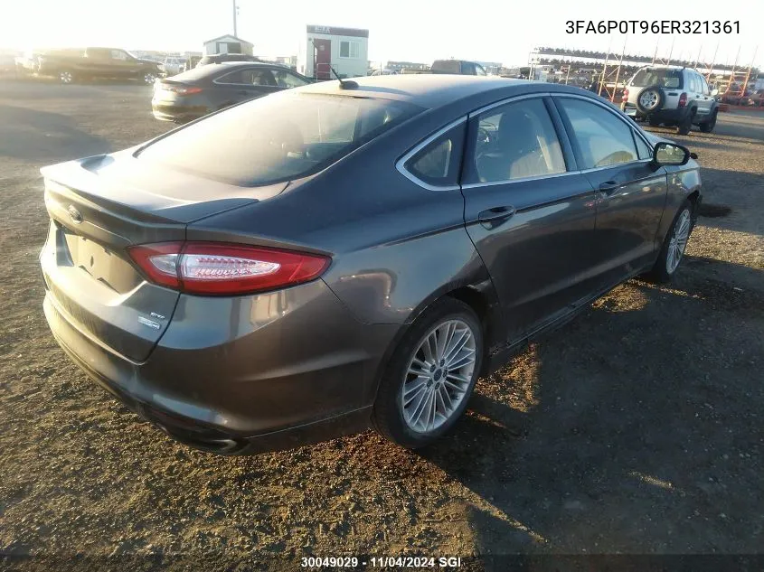 2014 Ford Fusion Se VIN: 3FA6P0T96ER321361 Lot: 30049029