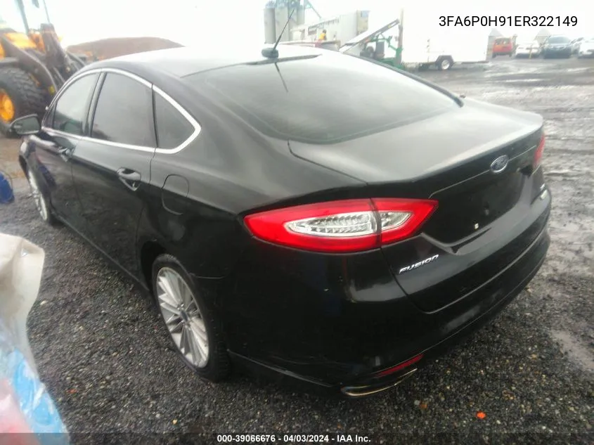 2014 Ford Fusion Se VIN: 3FA6P0H91ER322149 Lot: 39066676