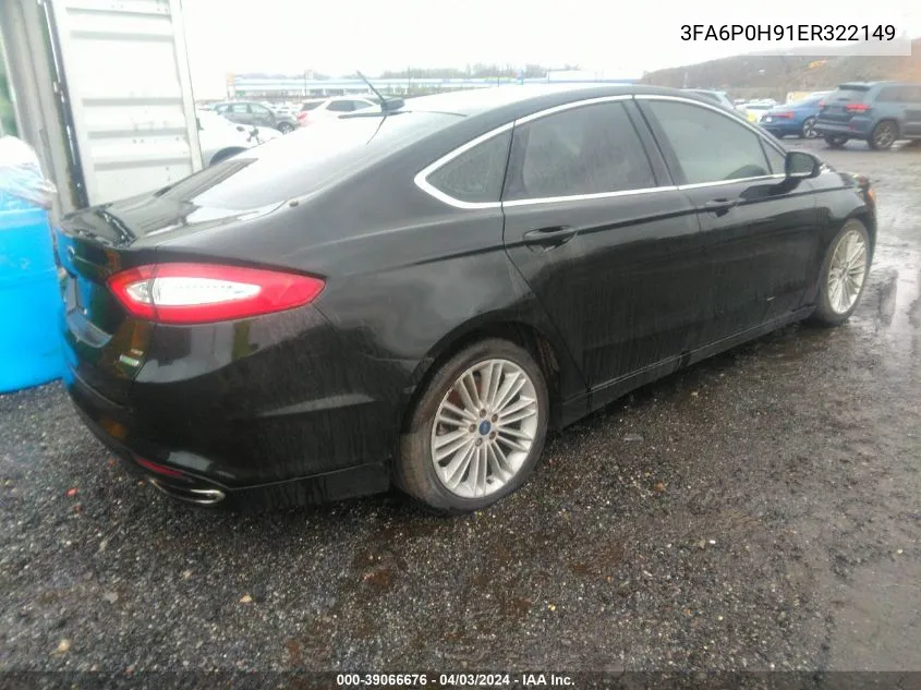 2014 Ford Fusion Se VIN: 3FA6P0H91ER322149 Lot: 39066676