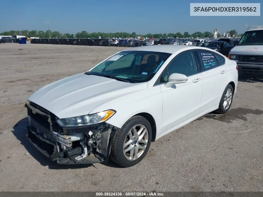 2014 Ford Fusion Se VIN: 3FA6P0HDXER319562 Lot: 39324336