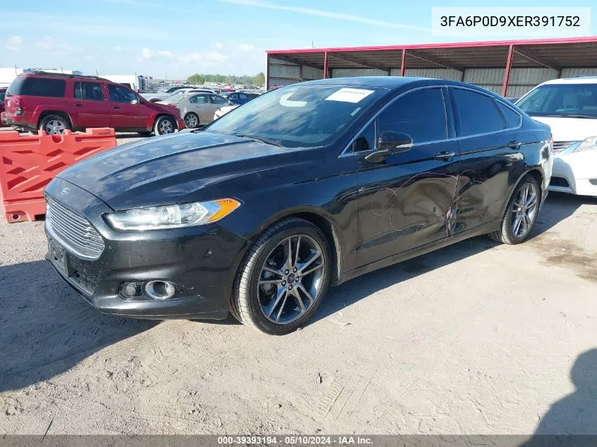 2014 Ford Fusion Titanium VIN: 3FA6P0D9XER391752 Lot: 39393194