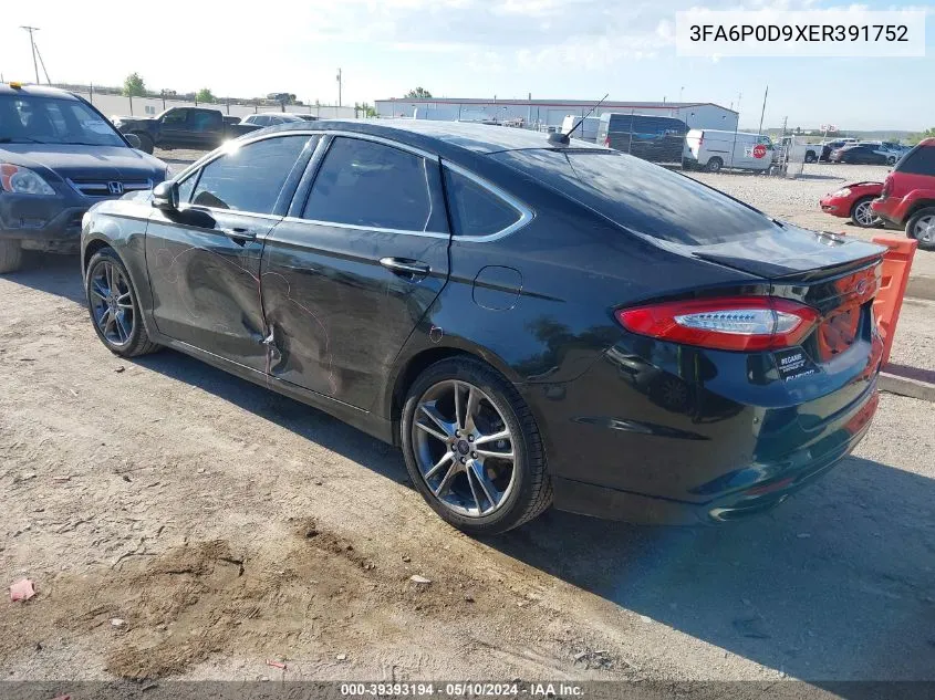 2014 Ford Fusion Titanium VIN: 3FA6P0D9XER391752 Lot: 39393194