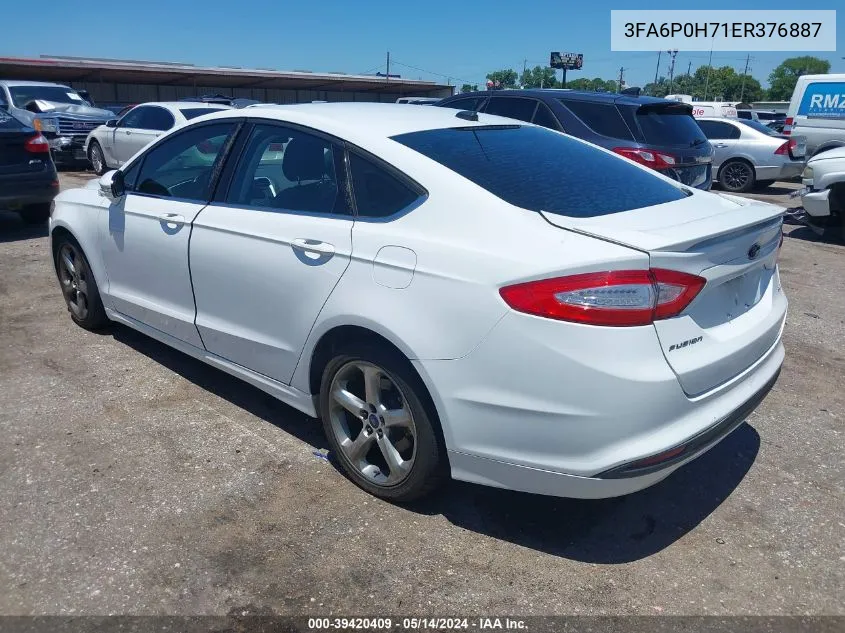 2014 Ford Fusion Se VIN: 3FA6P0H71ER376887 Lot: 39420409