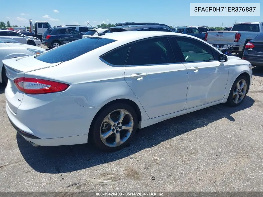 2014 Ford Fusion Se VIN: 3FA6P0H71ER376887 Lot: 39420409