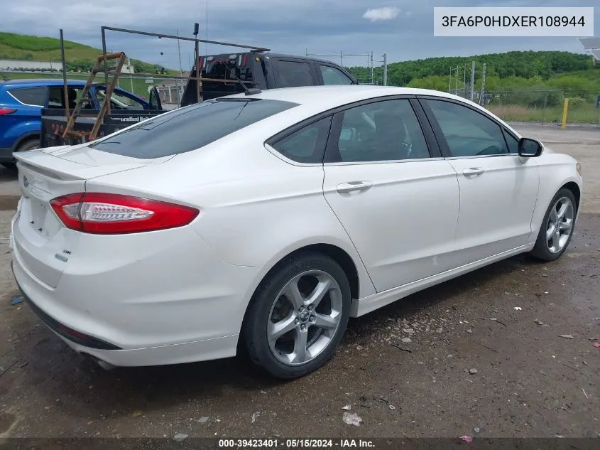 2014 Ford Fusion Se VIN: 3FA6P0HDXER108944 Lot: 39423401