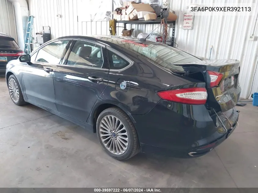 2014 Ford Fusion VIN: 3FA6P0K9XER392113 Lot: 40712987