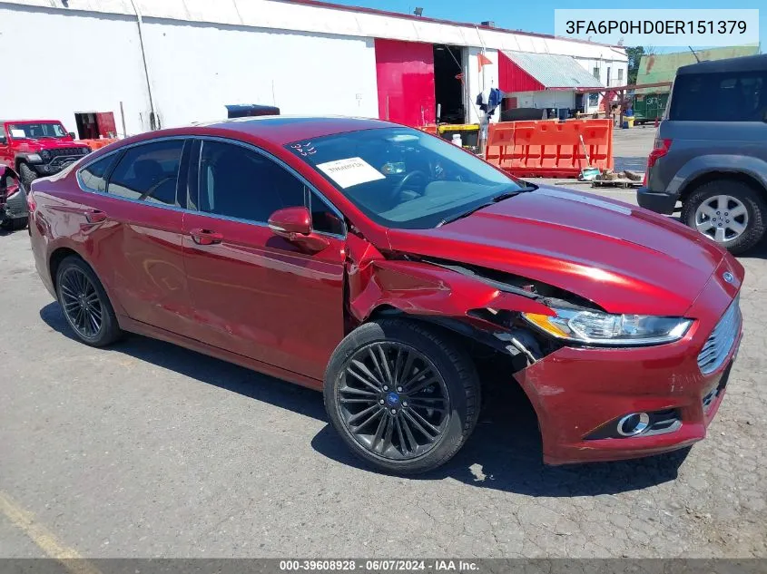 2014 Ford Fusion Se VIN: 3FA6P0HD0ER151379 Lot: 39608928