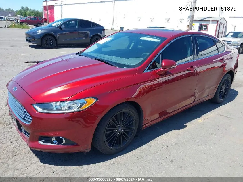 2014 Ford Fusion Se VIN: 3FA6P0HD0ER151379 Lot: 39608928