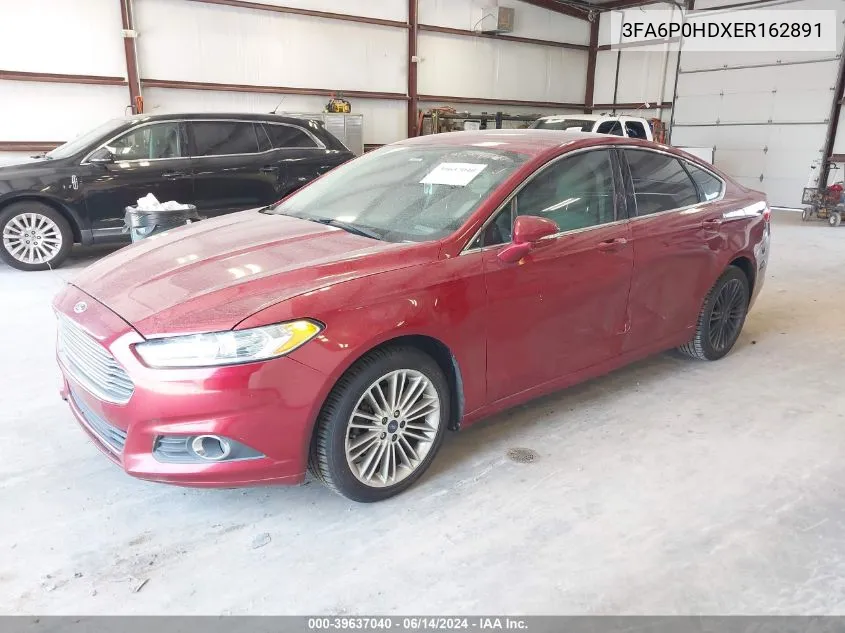 2014 Ford Fusion Se VIN: 3FA6P0HDXER162891 Lot: 39637040