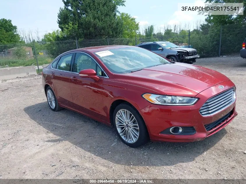 2014 Ford Fusion Se VIN: 3FA6P0HD4ER175541 Lot: 39645458