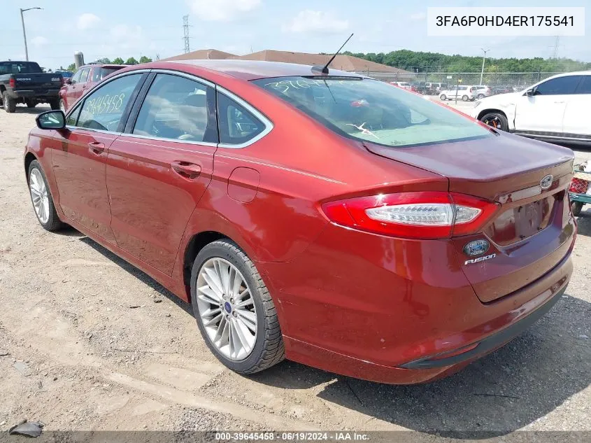 2014 Ford Fusion Se VIN: 3FA6P0HD4ER175541 Lot: 39645458