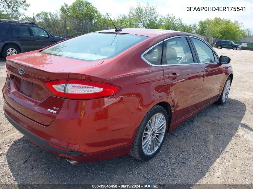 2014 Ford Fusion Se VIN: 3FA6P0HD4ER175541 Lot: 39645458