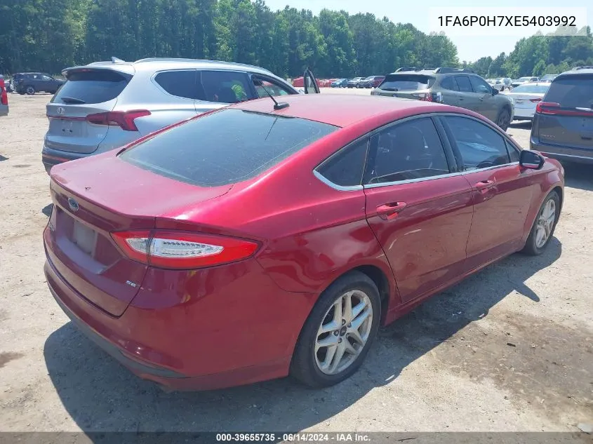 2014 Ford Fusion Se VIN: 1FA6P0H7XE5403992 Lot: 39655735