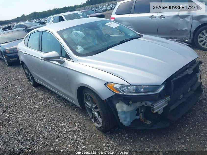 2014 Ford Fusion Titanium VIN: 3FA6P0D98ER172711 Lot: 39663128